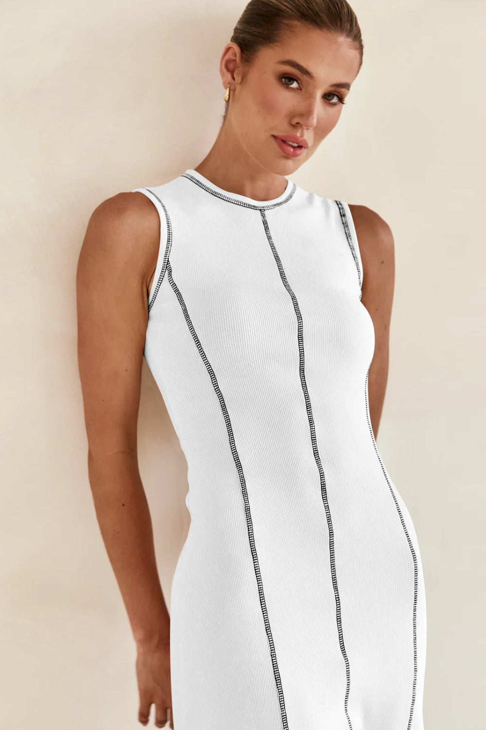 Contrast Stitching Maxi Tank Dress.