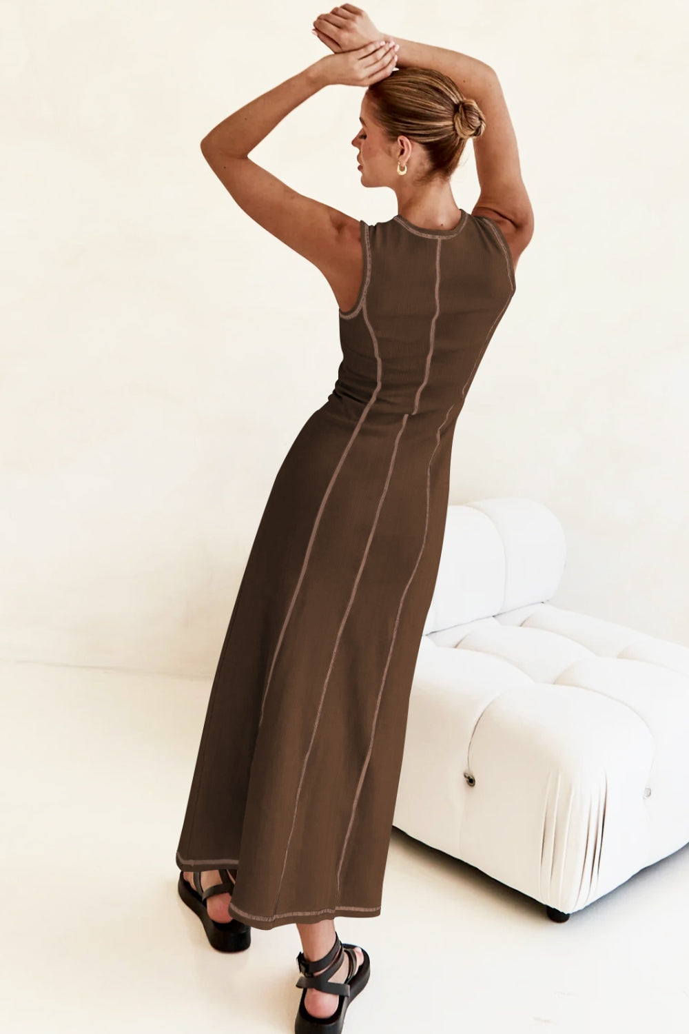 Contrast Stitching Maxi Tank Dress.