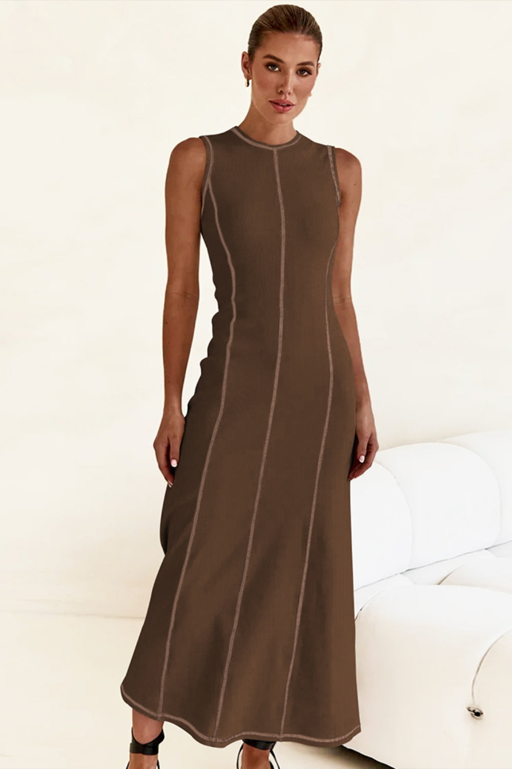 Contrast Stitching Maxi Tank Dress.