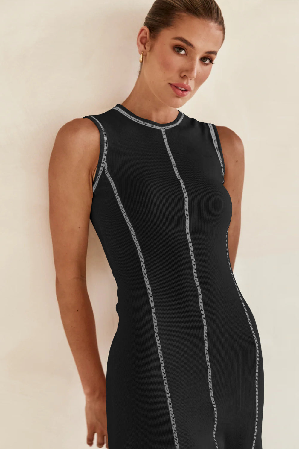 Contrast Stitching Maxi Tank Dress.