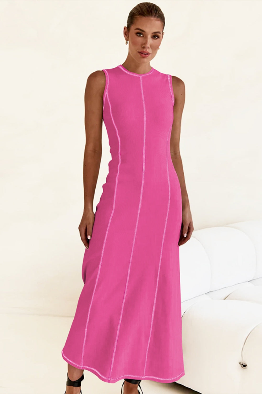 Contrast Stitching Maxi Tank Dress.