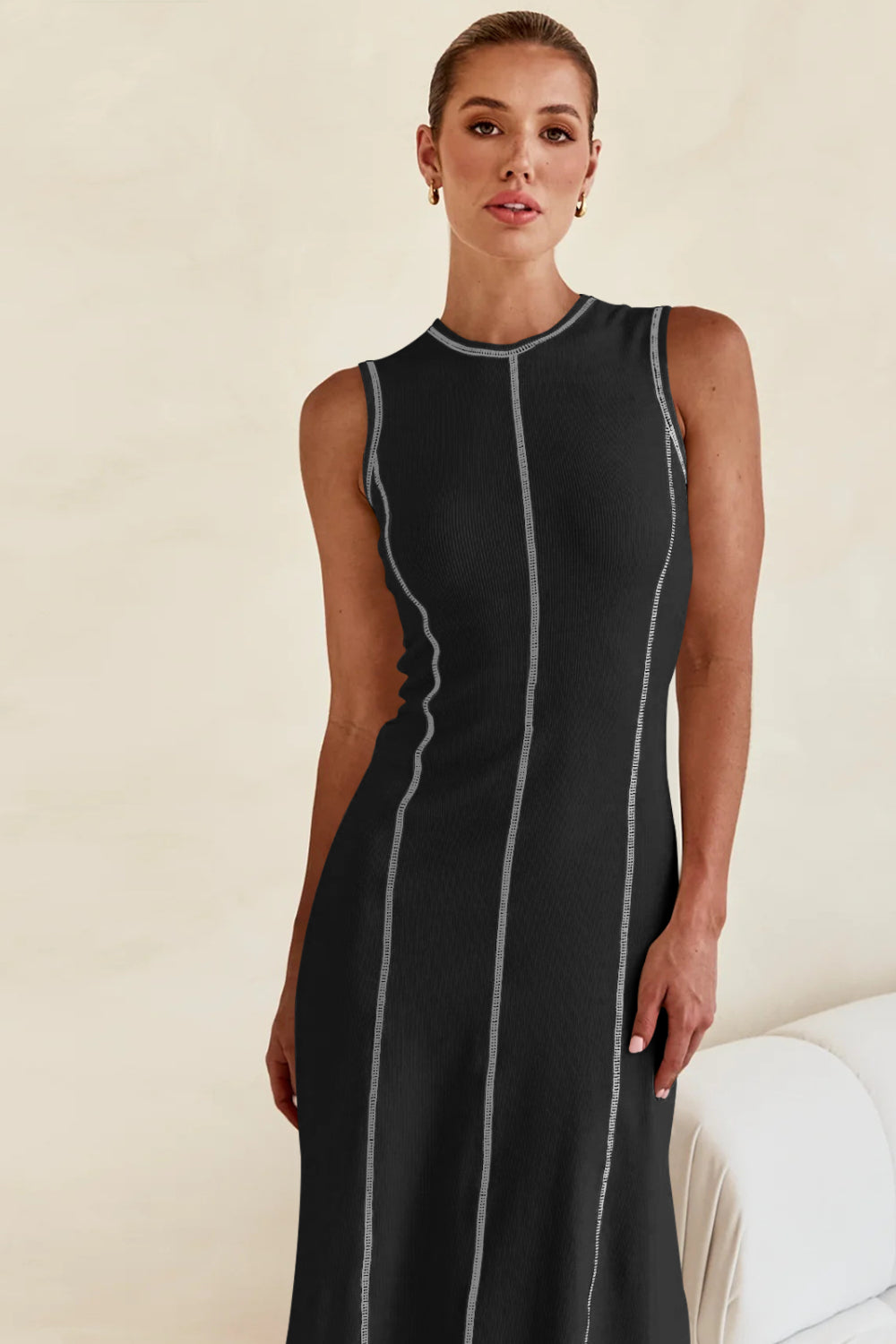 Contrast Stitching Maxi Tank Dress.