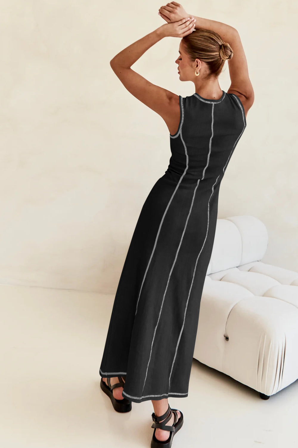 Contrast Stitching Maxi Tank Dress.