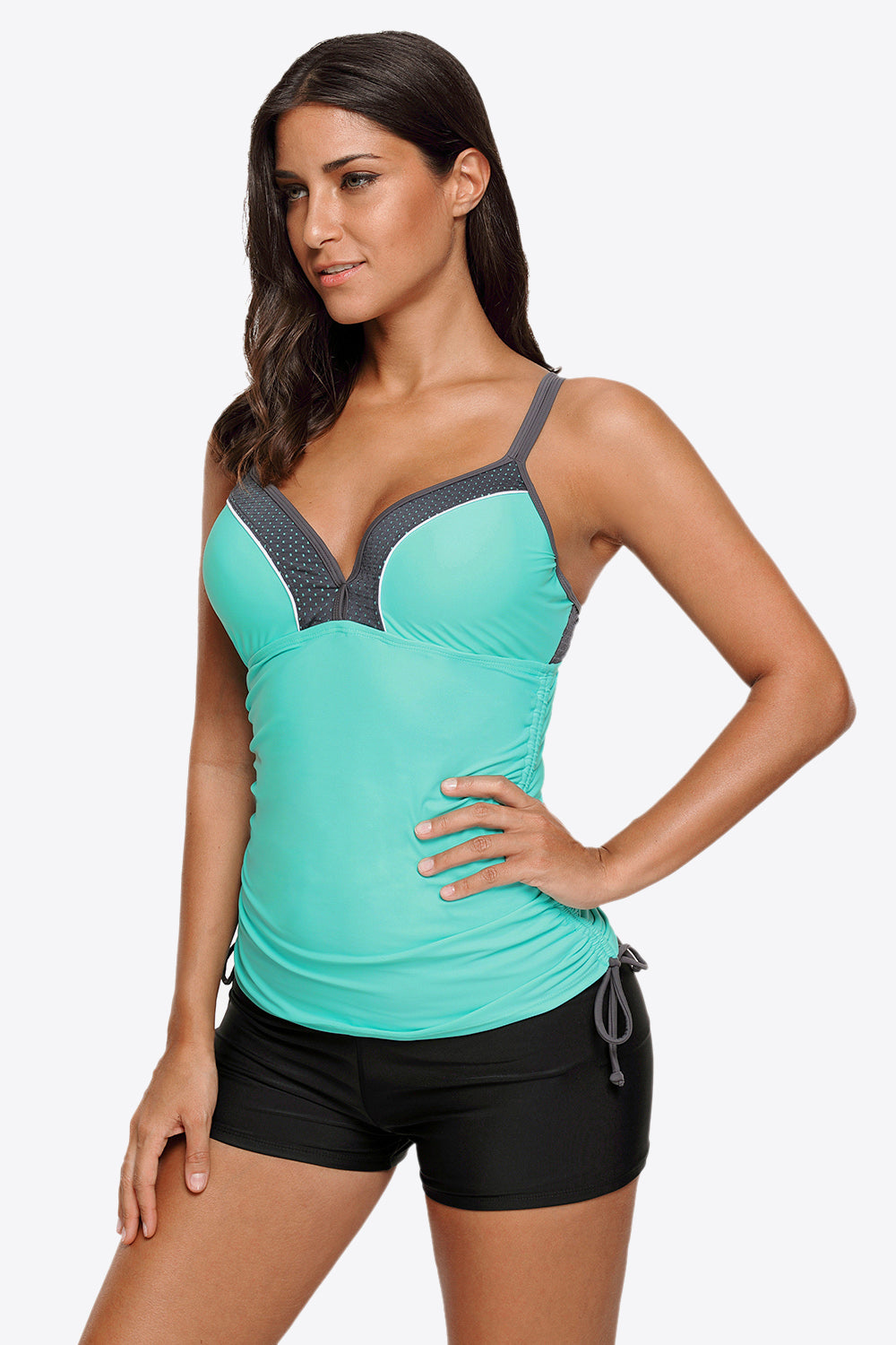 Sweetheart Neck Swim Cami - Contrast & Drawstring