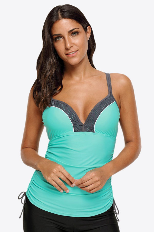 Sweetheart Neck Swim Cami - Contrast & Drawstring