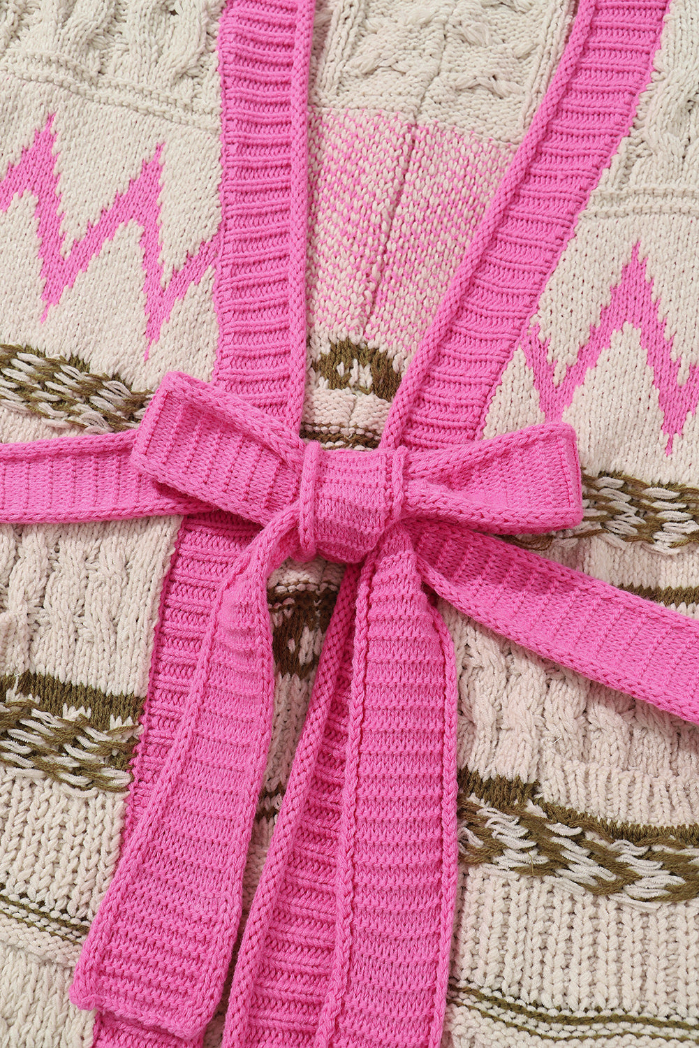 Contrast tied open front cardigan.