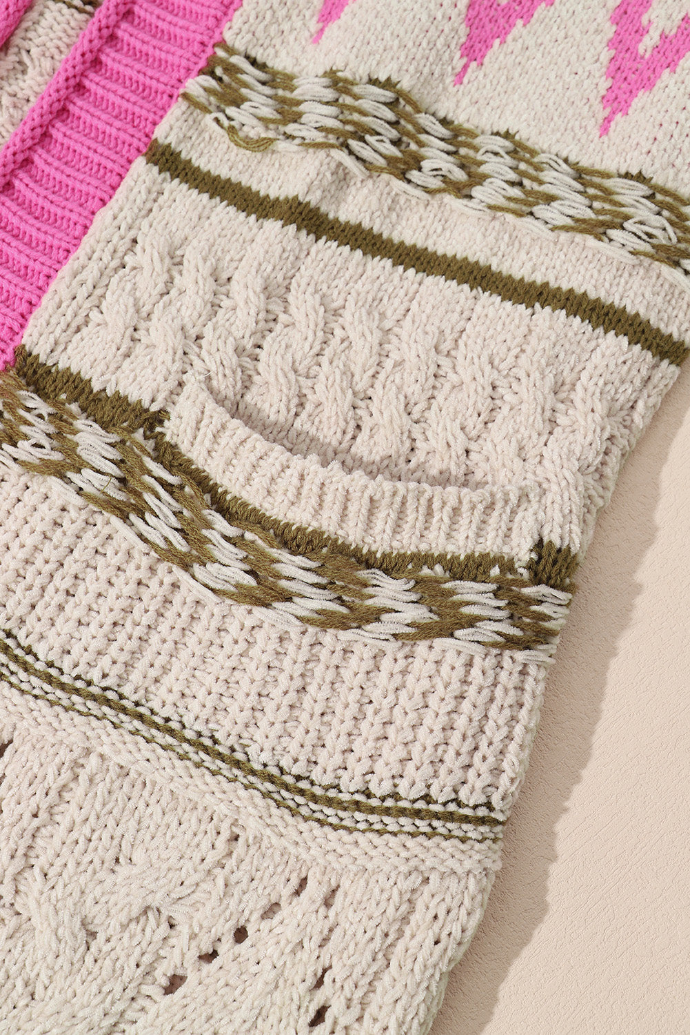 Contrast tied open front cardigan.