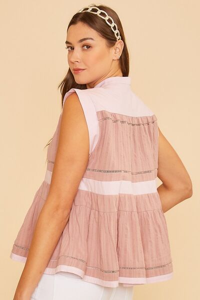 Annie Wear contrast trim peplum button detail blouse.