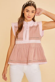 Annie Wear contrast trim peplum button detail blouse.