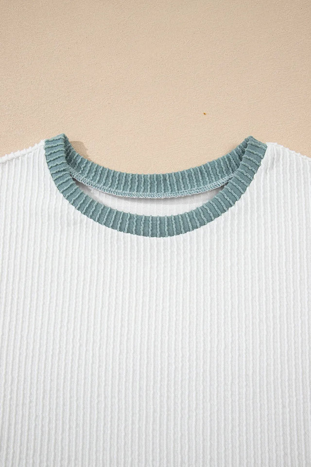 Contrast Trim Ribbed Knit Sleeveless Top.
