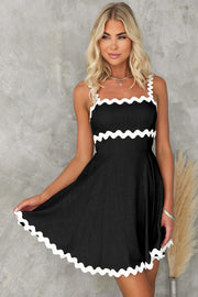 Contrast Trim Square Neck Mini Dress.