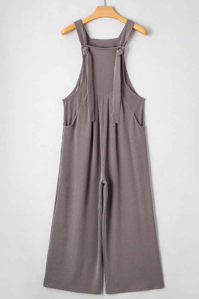 Corded Adjustable Straps Wide Leg Loose Overalls.
