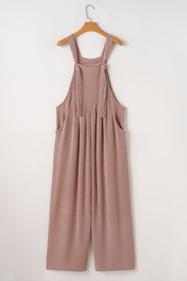 Corded Adjustable Straps Wide Leg Loose Overalls.