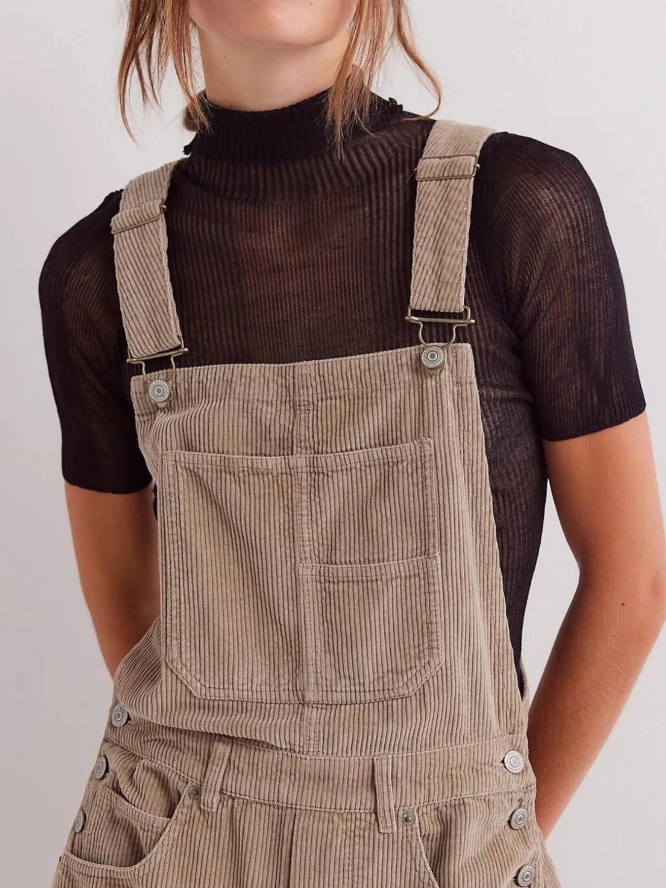 Corduroy Wide-Leg Overall with Adjustable Straps