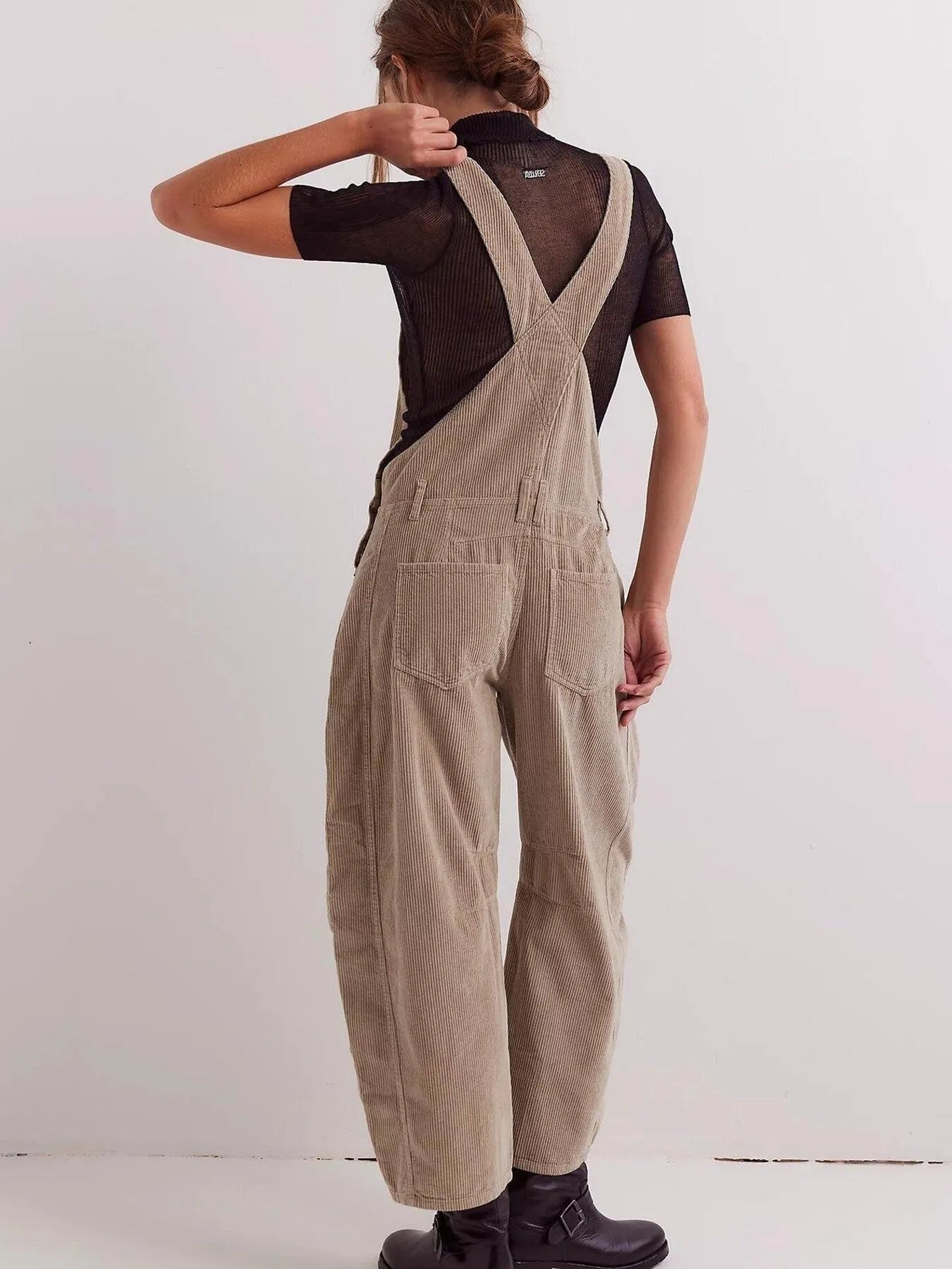 Corduroy Wide-Leg Overall with Adjustable Straps
