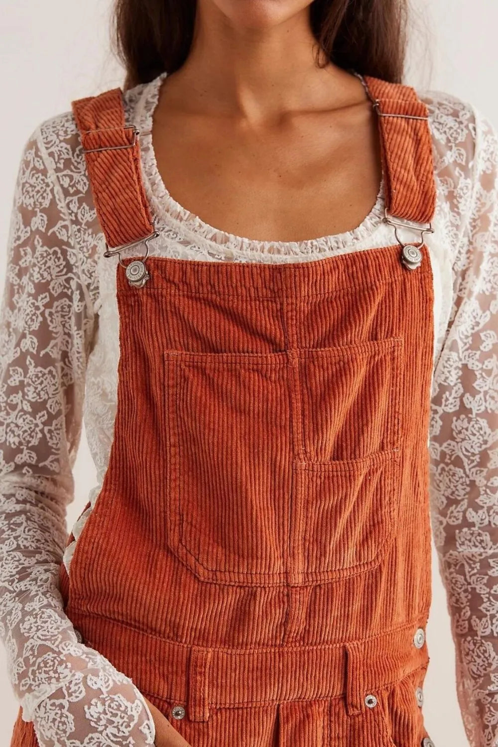 Corduroy Wide-Leg Overall with Adjustable Straps