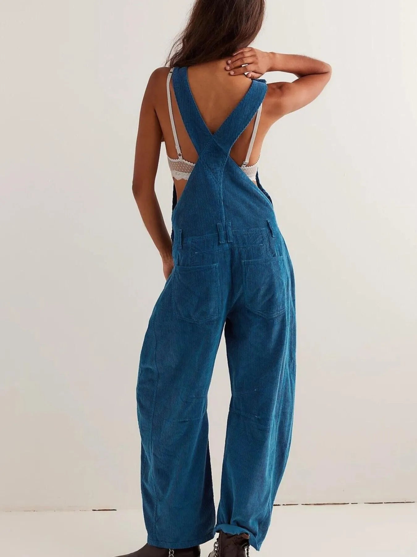 Corduroy Wide-Leg Overall with Adjustable Straps