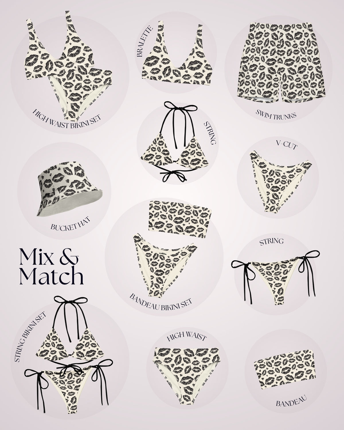 Couples Matching Swimsuits - Lips I