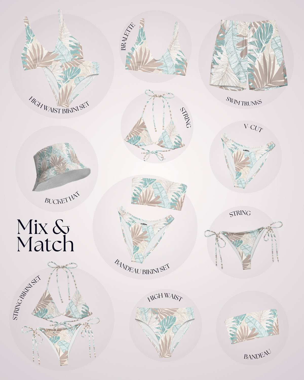 Couples Matching Swimsuits - Tropical Palms II