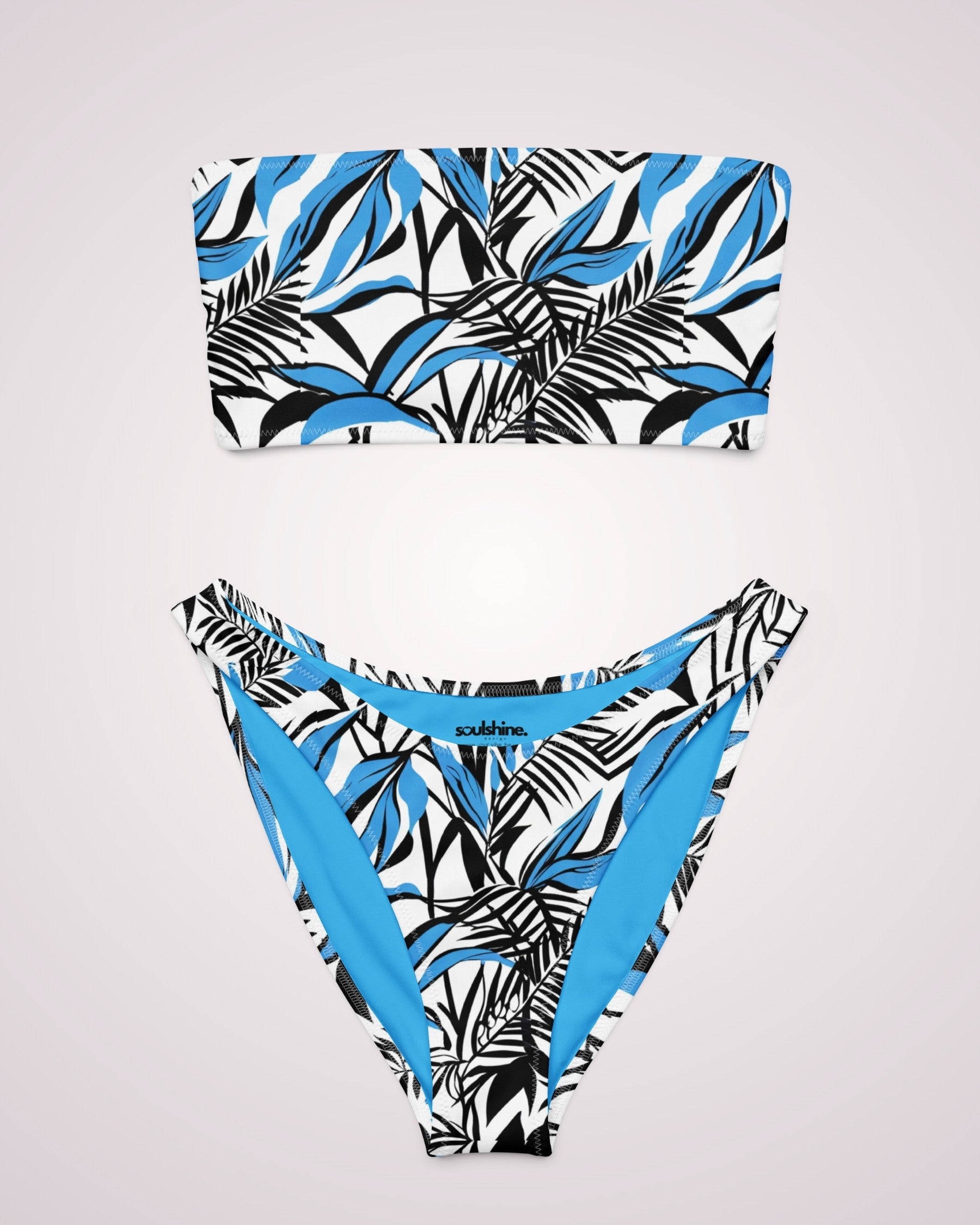 Bandeau Bikini - Blue Tropical Abstract IX