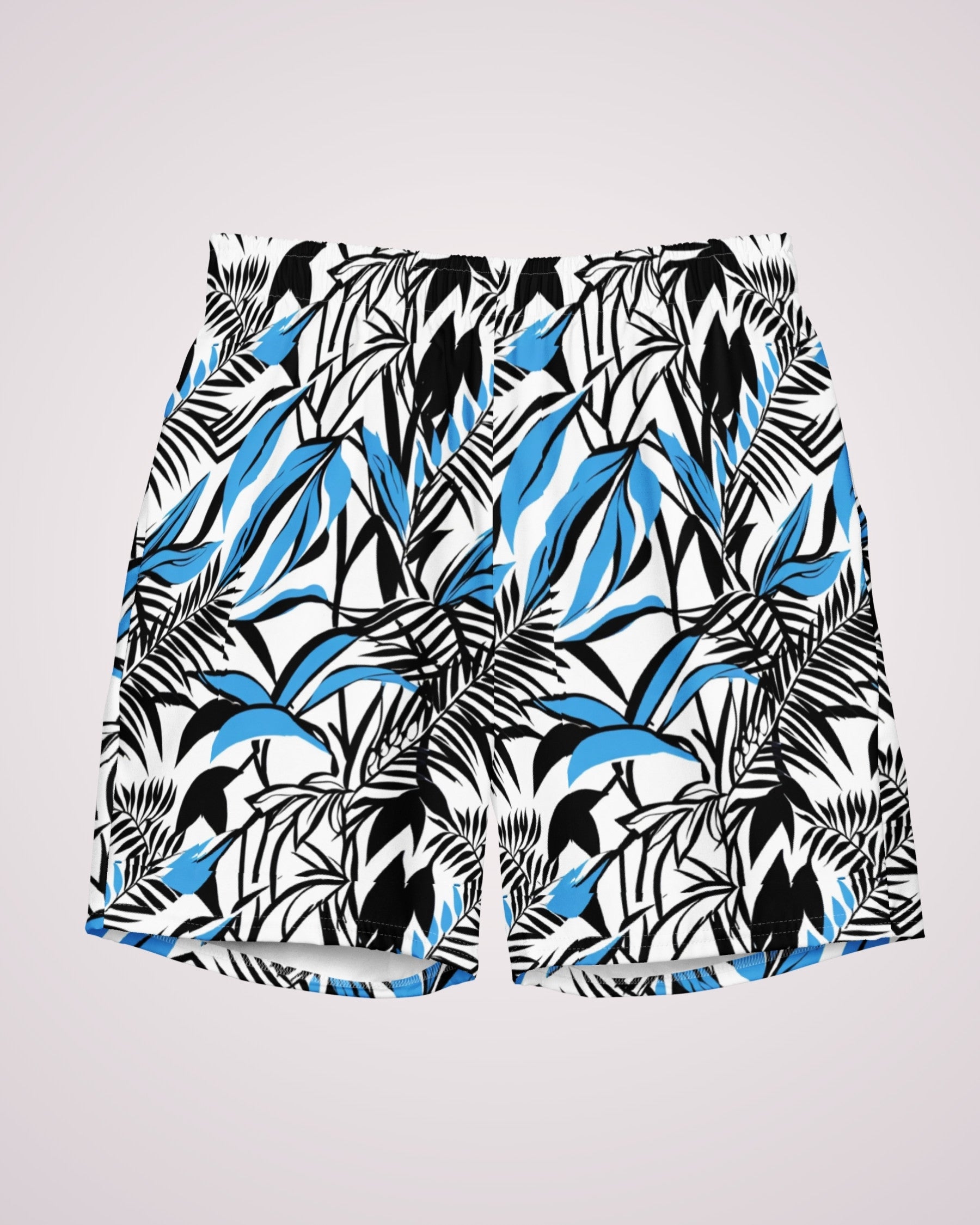 Mens Swim Trunks - Blue Tropical Abstract IX