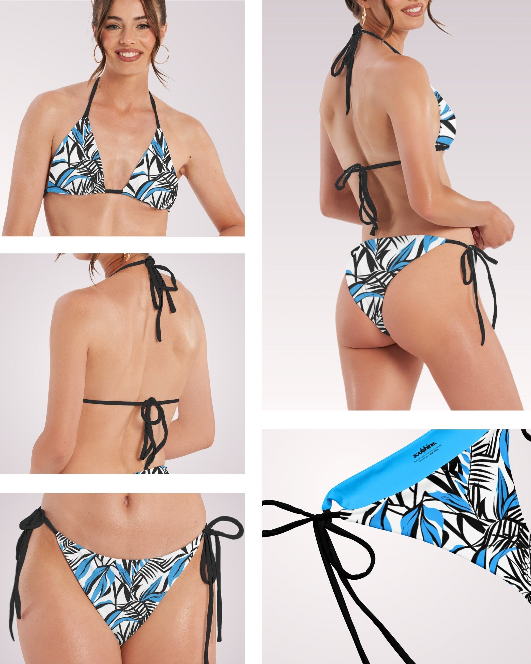 String Bikini - Blue Tropical Abstract IX