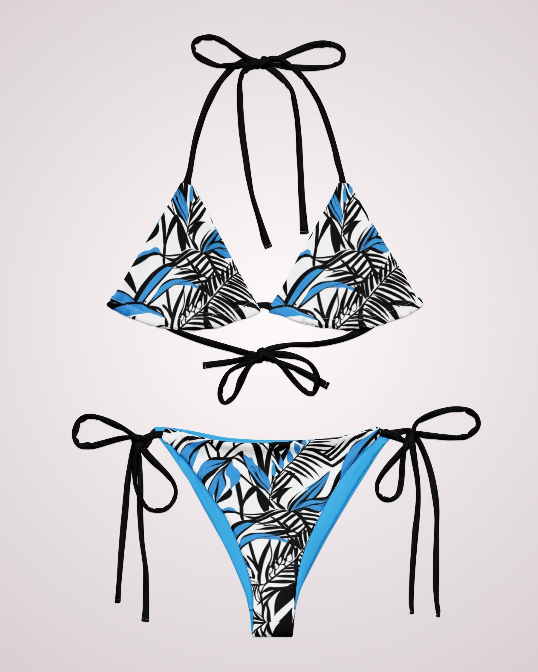 String Bikini - Blue Tropical Abstract IX