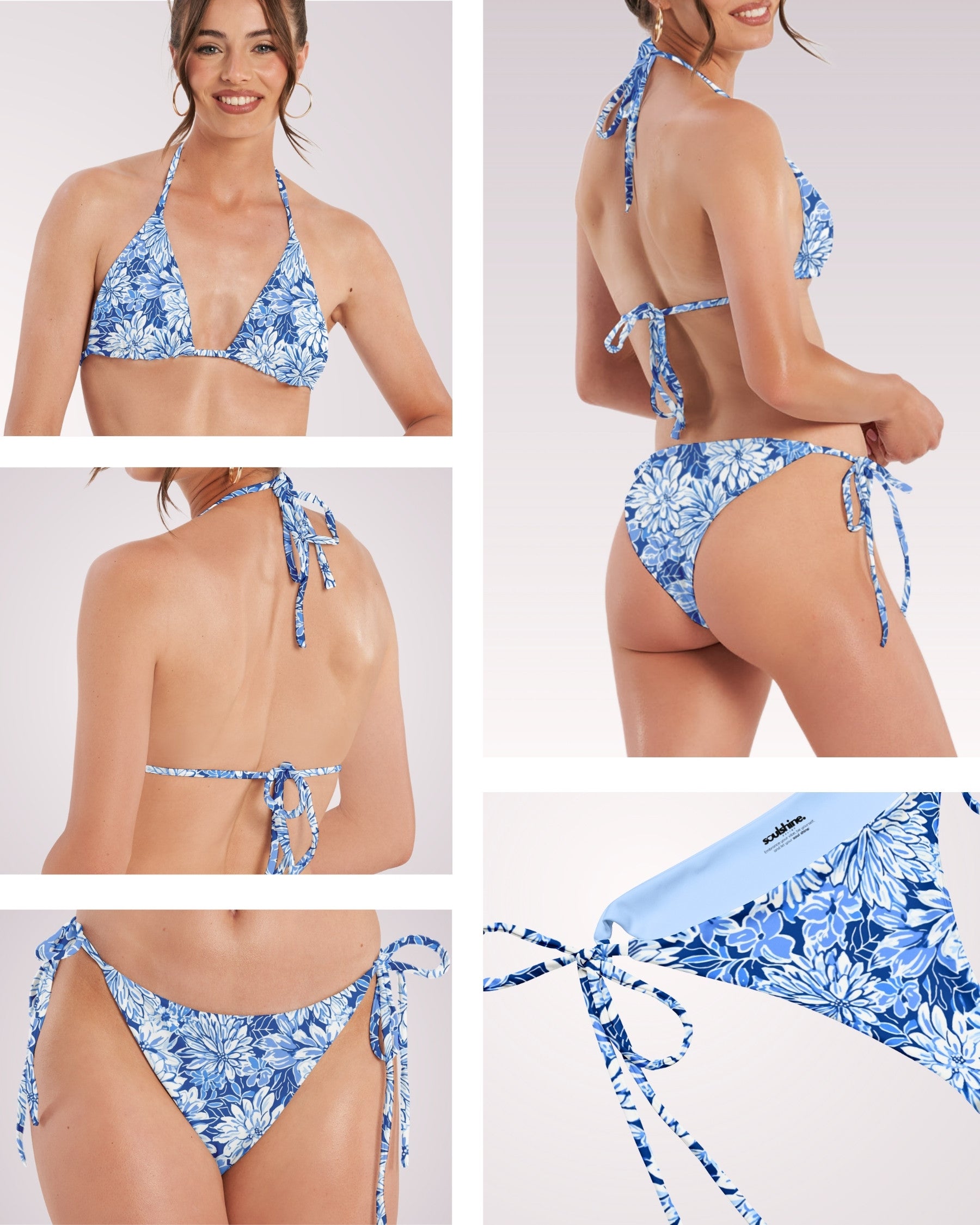 String Bikini - Blue Floral V