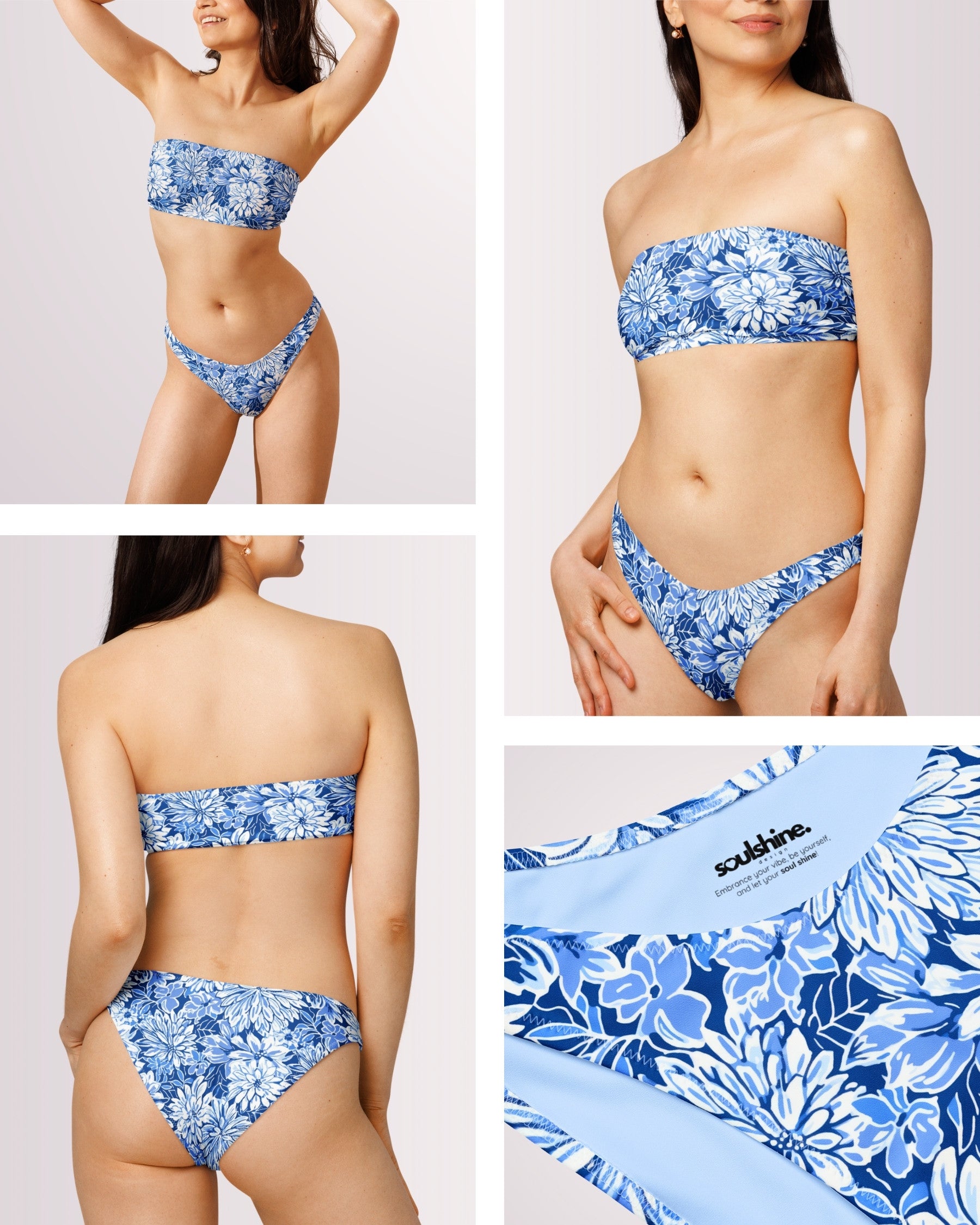 Bandeau Bikini - Blue Floral V