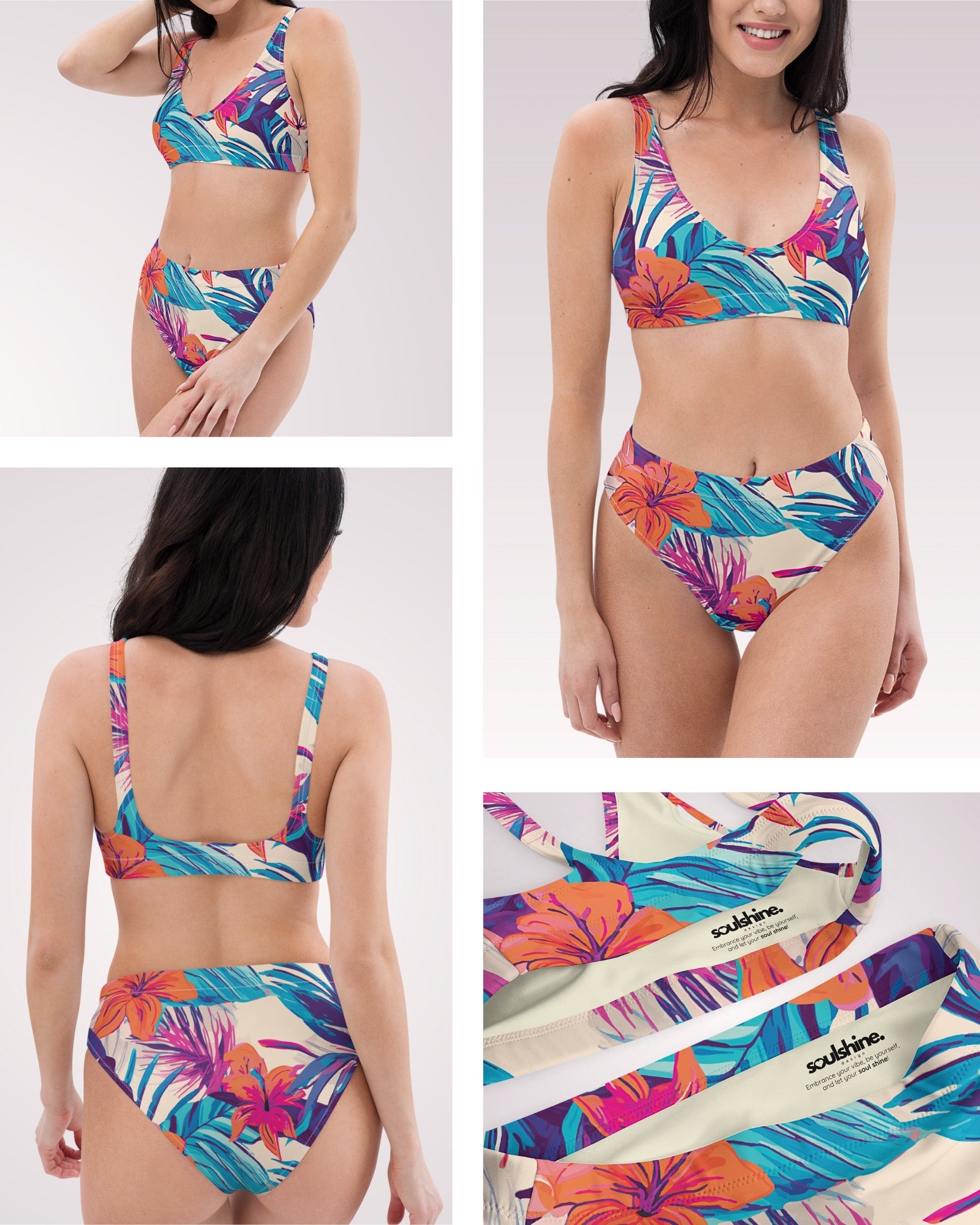 High Waist Bikini - Hawaiian Tropix VIII