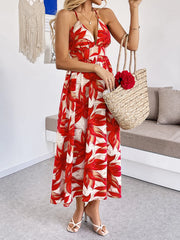 Crisscross Back Printed Midi Dress with Cutout Detail.