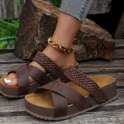 Crisscross Open Toe Platform Sandals