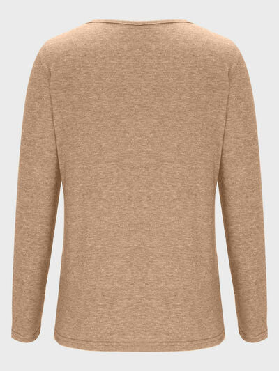 Crisscross V-Neck Long Sleeve T-Shirt