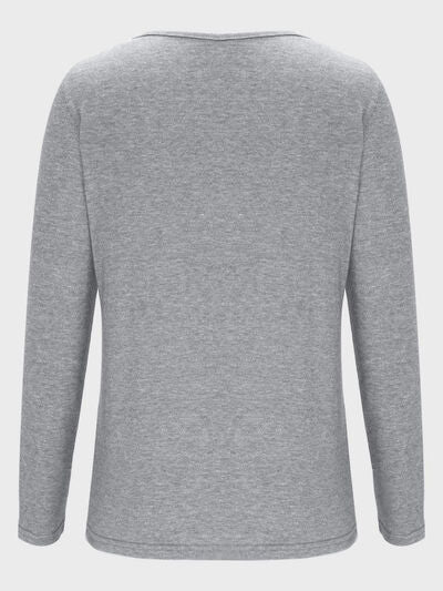 Crisscross V-Neck Long Sleeve T-Shirt