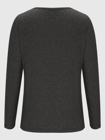 Crisscross V-Neck Long Sleeve T-Shirt