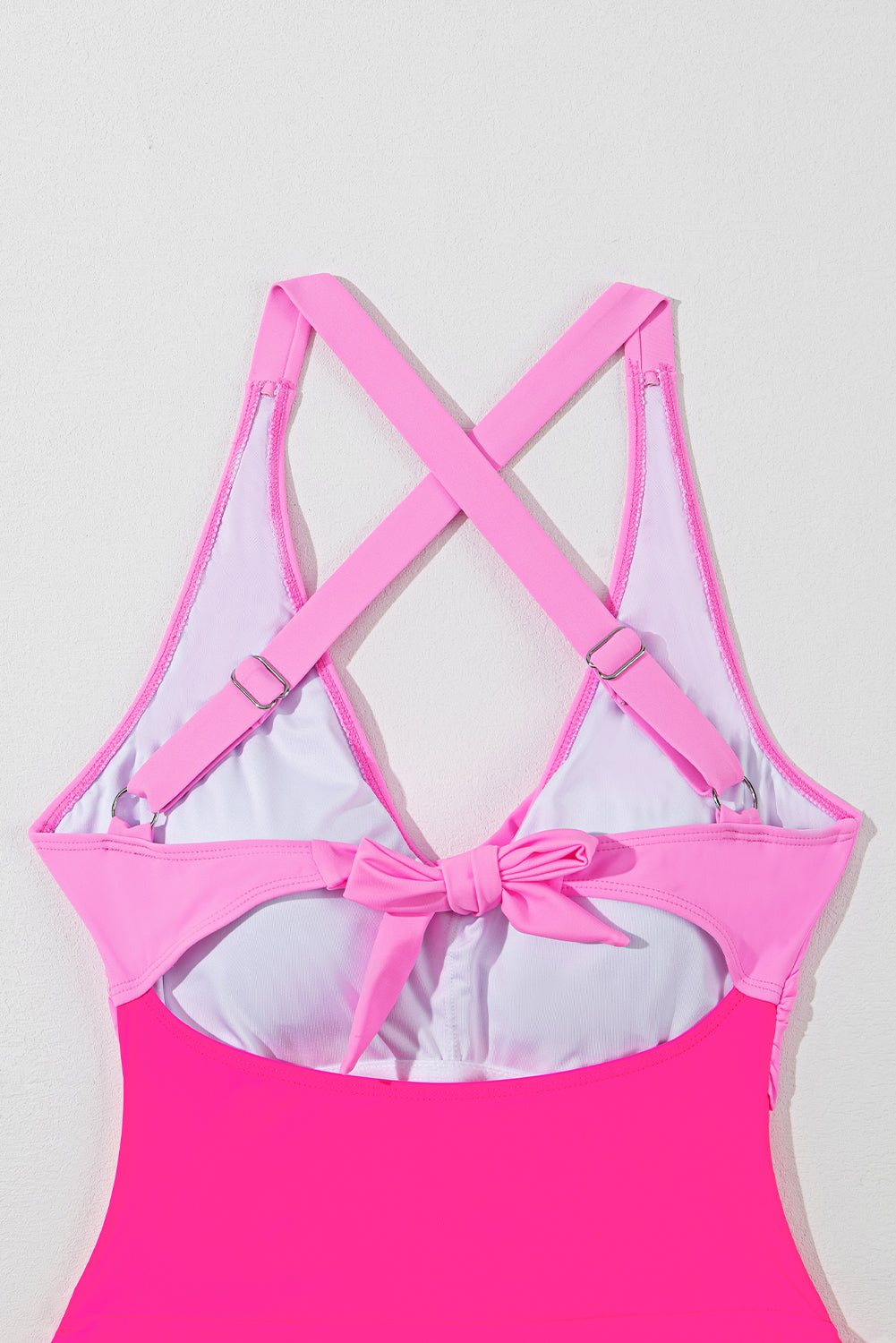 Crisscross V-Neck One-Piece Swimwear with Tied Detail.