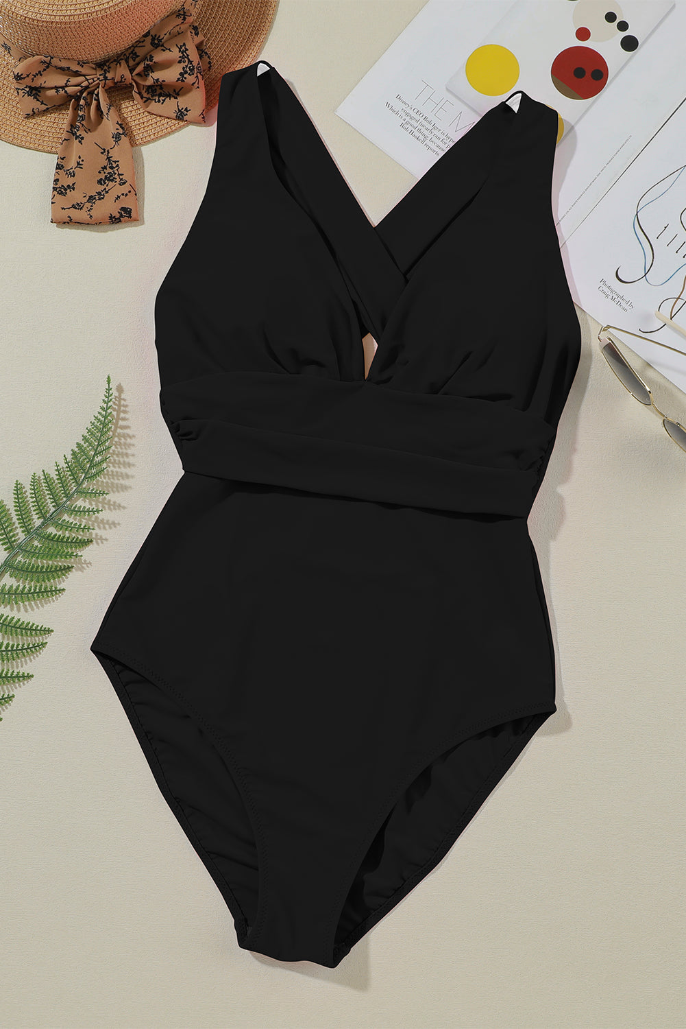 Crisscross Wide Strap One-Piece Swimwear.