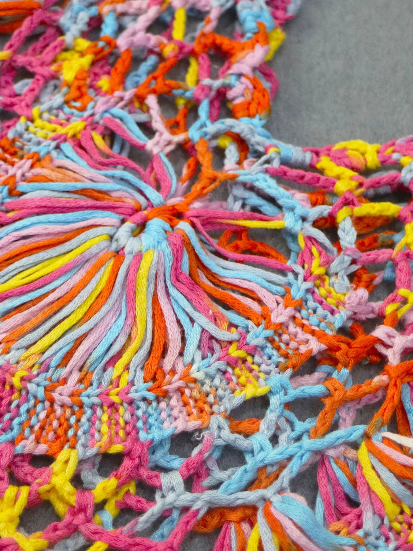 Crochet Fringe Beach Cover Up with Lace-Up Tassel.