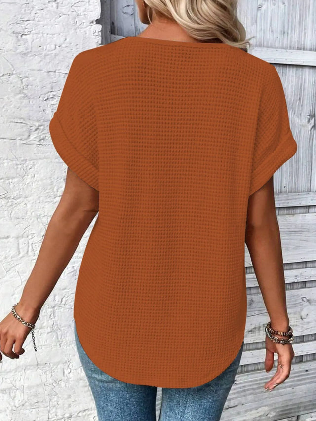 Crochet Lace Short Sleeve Casual T-Shirt.