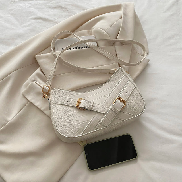 Small PU leather crocodile pattern underarm shoulder bag.