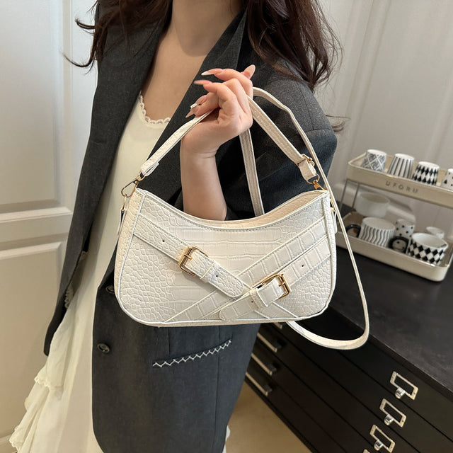 Small PU leather crocodile pattern underarm shoulder bag.