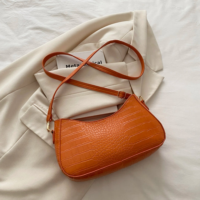 Small PU leather crocodile pattern underarm shoulder bag.