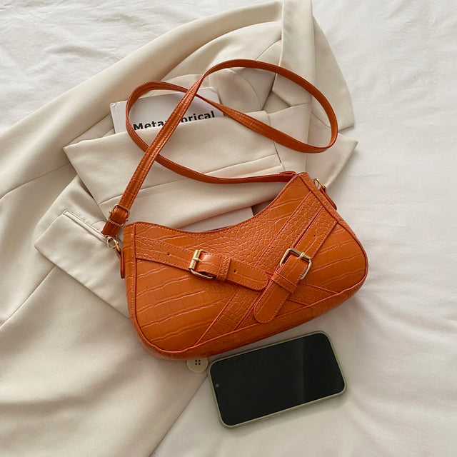 Small PU leather crocodile pattern underarm shoulder bag.