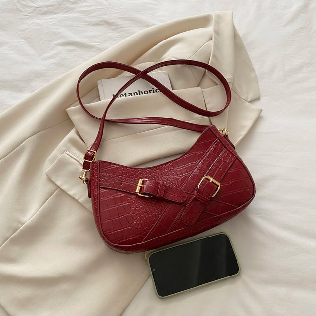 Small PU leather crocodile pattern underarm shoulder bag.