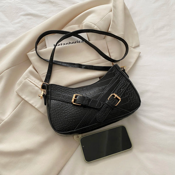 Small PU leather crocodile pattern underarm shoulder bag.