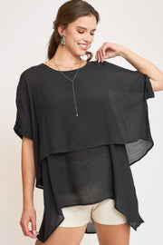 Umgee full size cuffed half sleeve layered top, plus size.