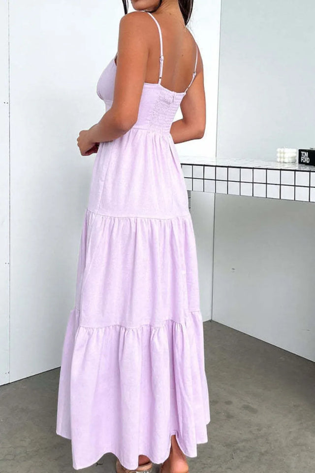 Decor Button Mini Tank Dress with Pockets.