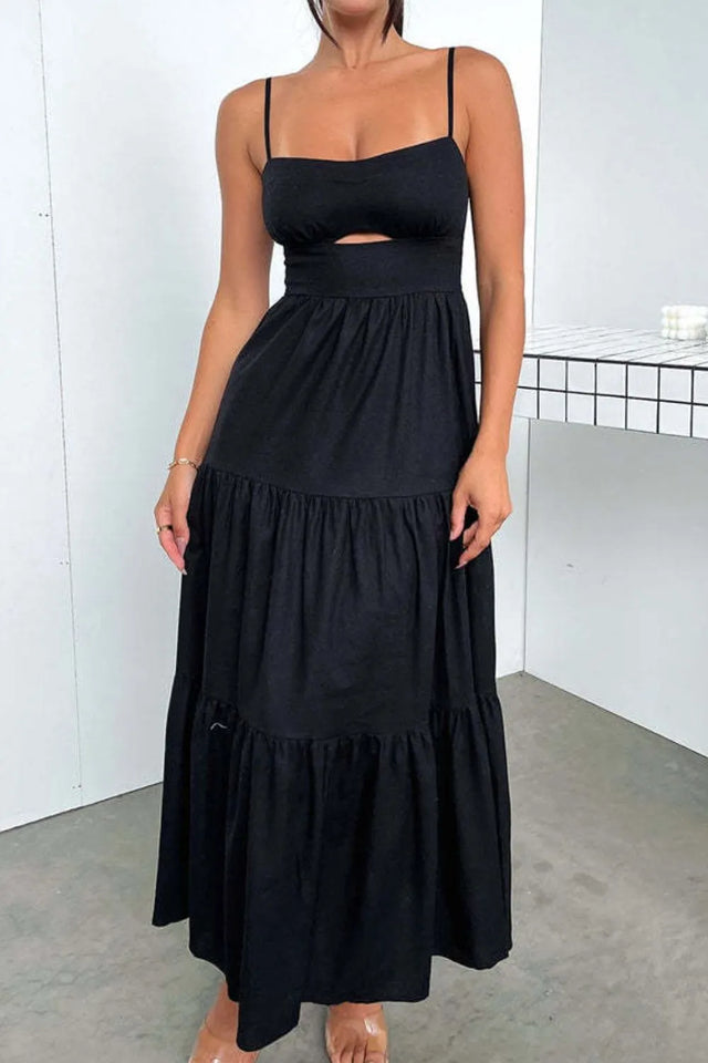 Cutout Twisted Off-Shoulder Short Sleeve Dress.
