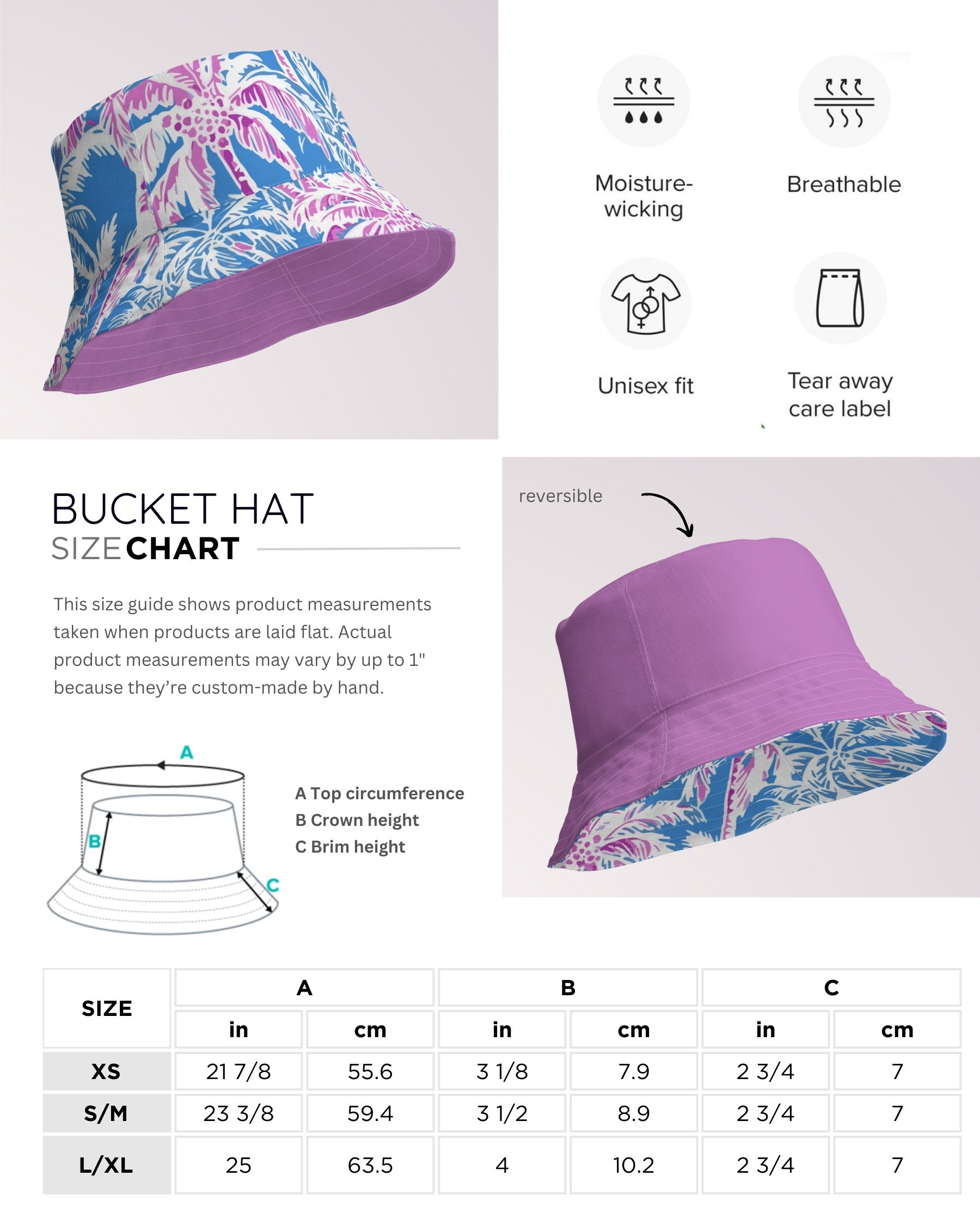 Reversible Bucket Hat - The Palms I