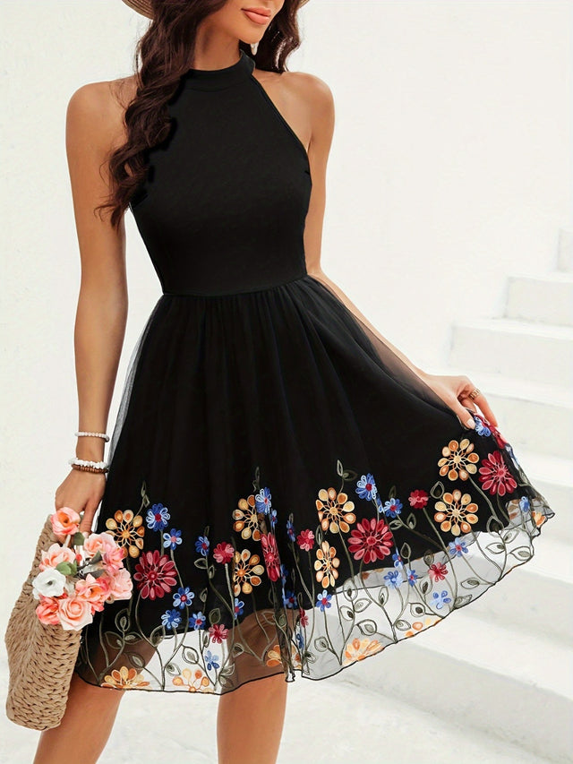 Cutout Grecian Neck Mini Dress with Lace.